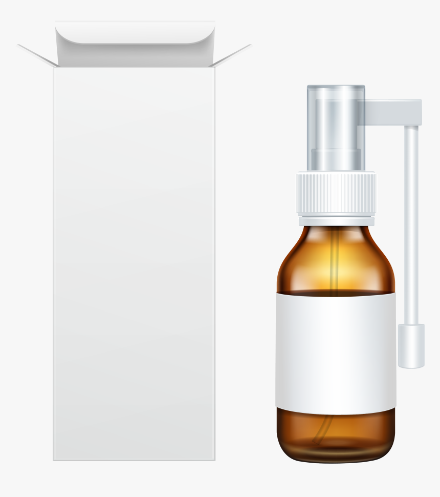 Clip Art Glass Medicine Bottle - Spray Glass Medicine Bottle, HD Png Download