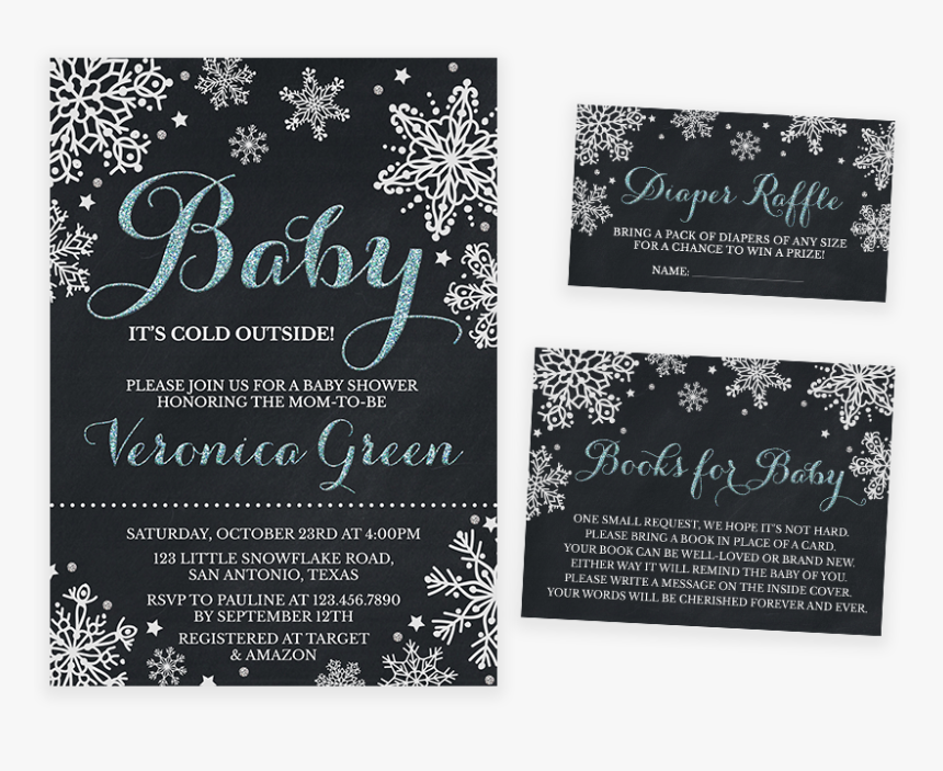 Chalkboard Blue Winter Baby It S Cold Outside Baby - Pink Baby It's Cold Outside Baby Shower, HD Png Download