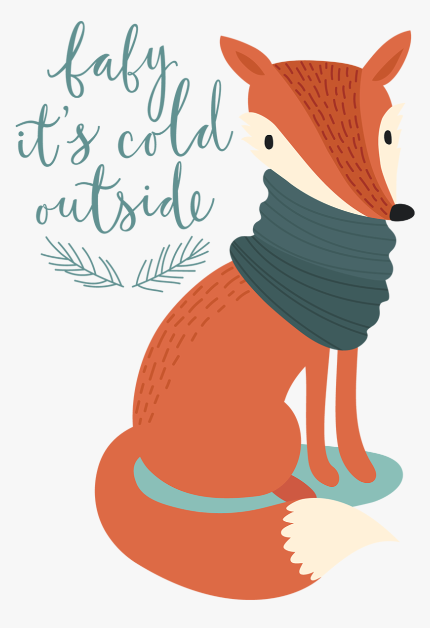 Baby It S Cold Outside Fox Transfer - Fox Christmas Cards Red Cartoon, HD Png Download