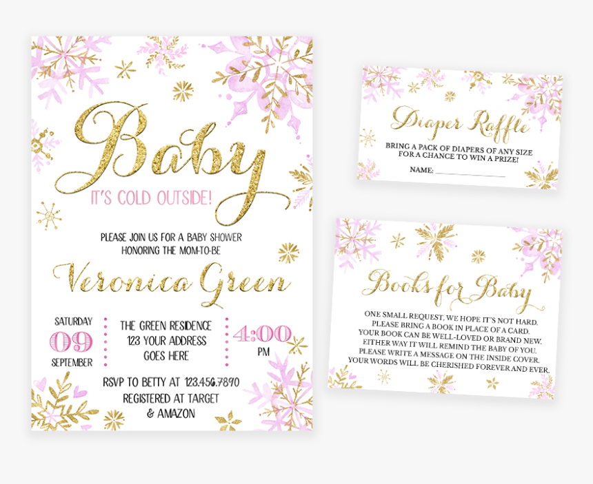 Pink And Gold Winter Baby It S Cold Outside Baby Shower, HD Png Download