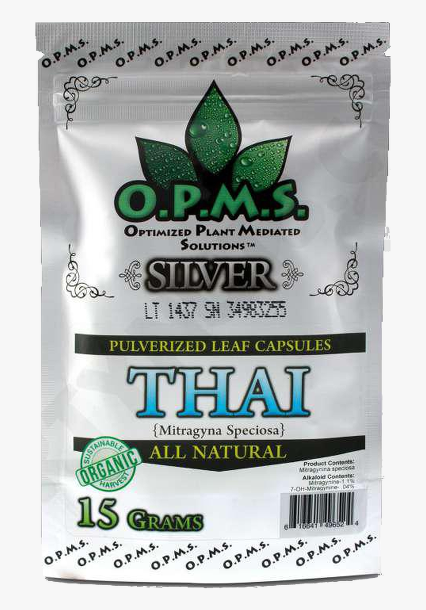 Opms Kratom Silver Thai 15g, 30 Caps - Aloe, HD Png Download