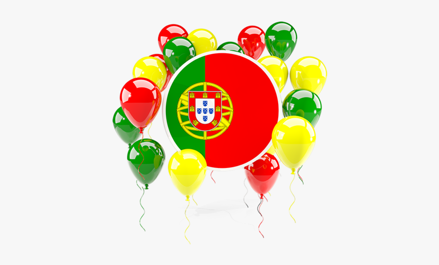 Round Flag With Balloons - Portugal Flag, HD Png Download