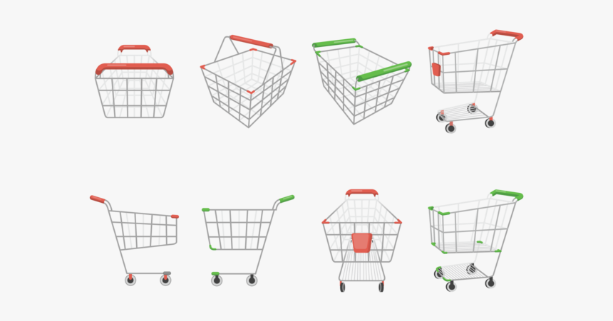Supermarket Cart Icons Vector - Shopping Cart, HD Png Download