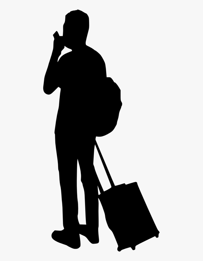 10 People With Luggage Silhouette - Silhouette With Suitcase Png, Transparent Png