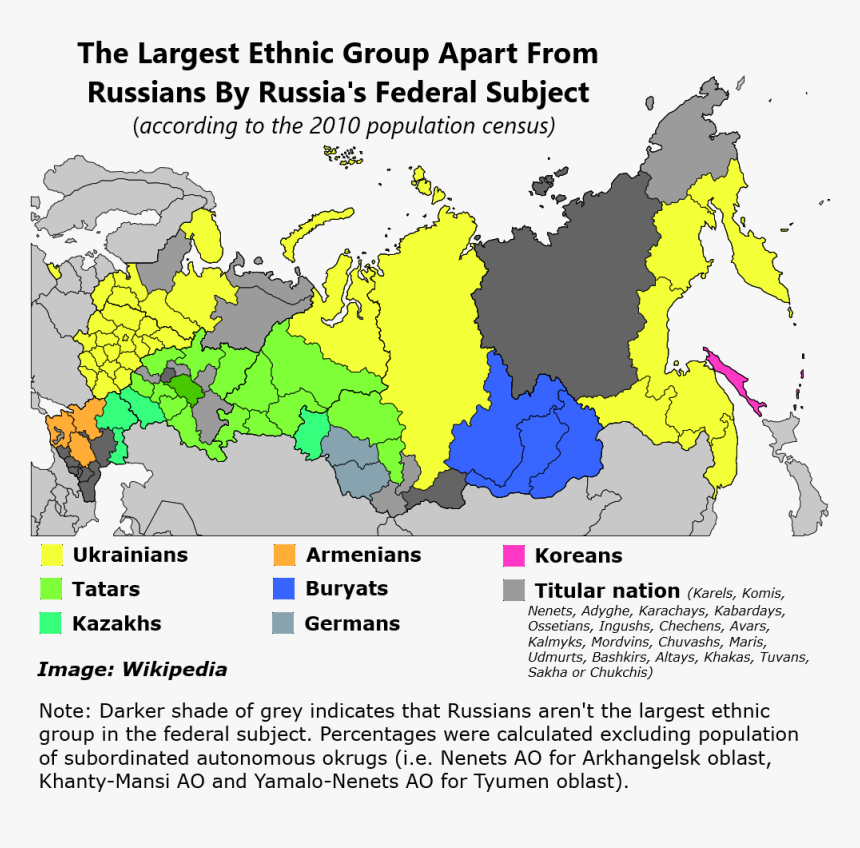 The Largest Ethnic Group Apart From Russians By Federal - Карта Дальневосточного Федерального Округа, HD Png Download