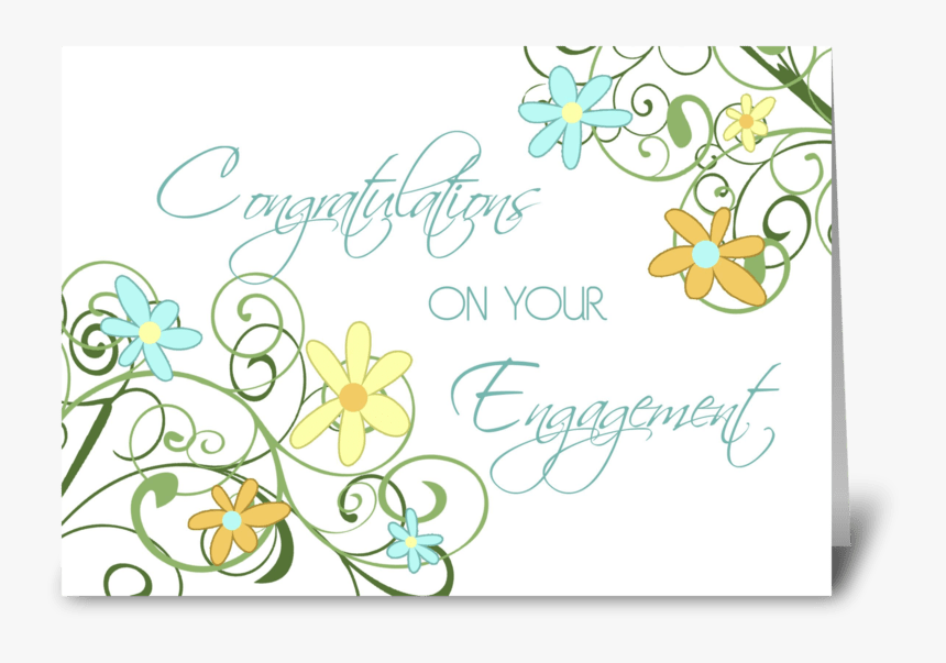 Engagement Congratulations Floral Swirls Greeting Card - Parents Announcing Daughter's Engagement, HD Png Download