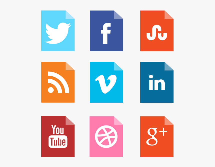 Folded-icons - Red Social Media Buttons, HD Png Download