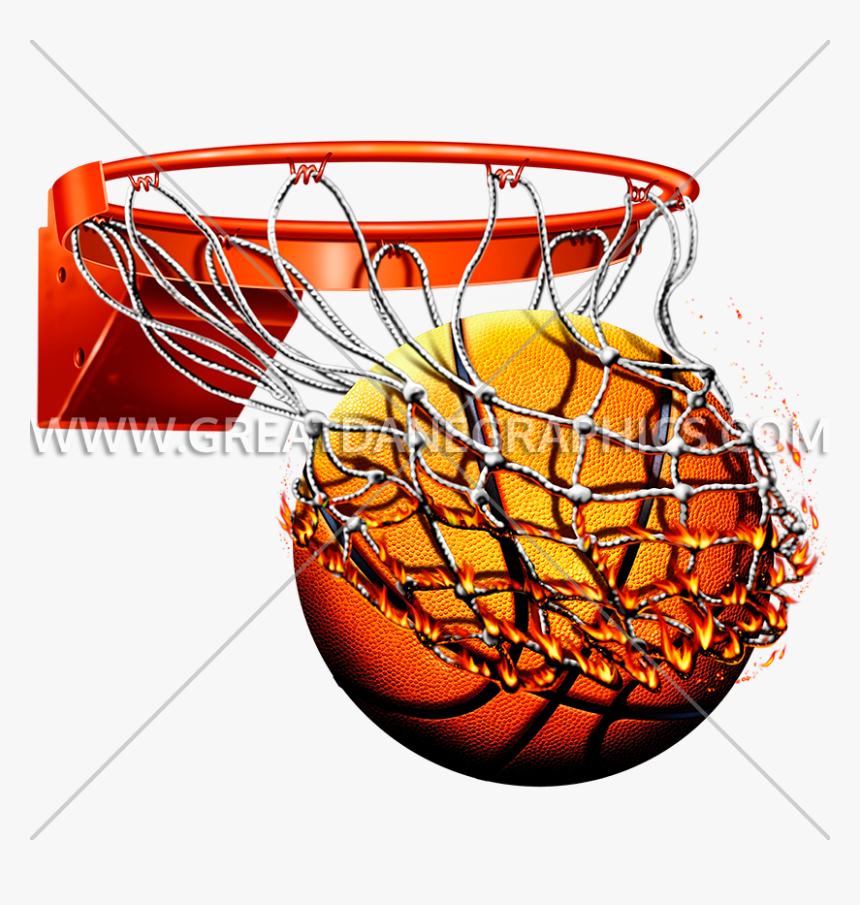 Flaming Basketball With Net Production Ready Artwork - Basketball In Net Png, Transparent Png