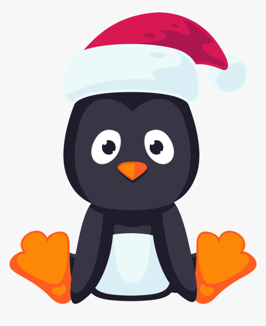 Little Penguin Sitting In A Christmas Hat With Transparent - Adã©lie Penguin, HD Png Download