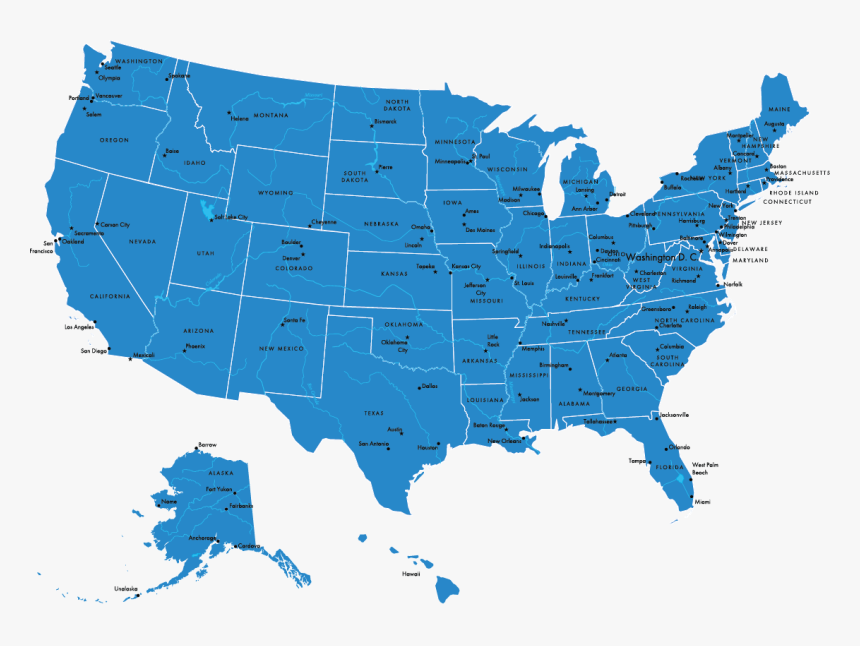 Usa Map Free Png Image - Texting And Driving Laws Map, Transparent Png