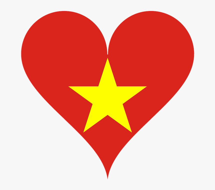 Heart, Love, Vietnam, Flag, Star, Asia, South, Symbol, HD Png Download