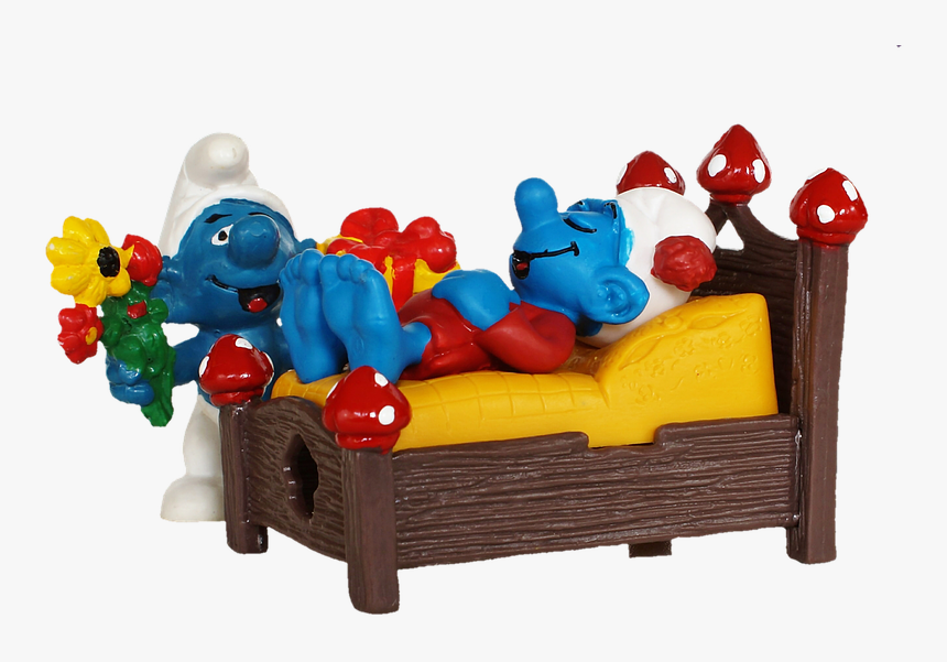 Smurf, Bed, Sleep, Tired, Surprise, Gift, Arouse, HD Png Download