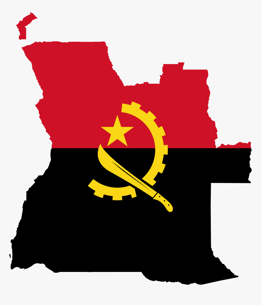 Angola, Flag, Map, Geography, Outline, Africa, Country, HD Png Download