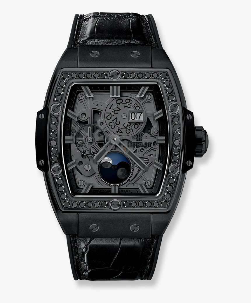 Spirit Of Big Bang Moonphase All Black Diamonds - Hublot Spirit Of Big Bang Moonphase All Black Diamonds, HD Png Download