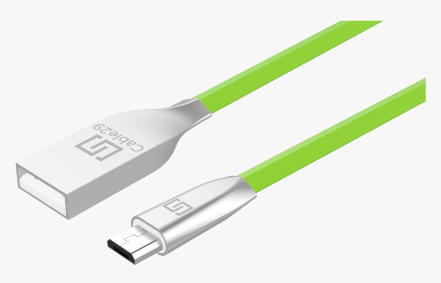 Flat Metal Micro Usb Charger - Green Usb Cables Png, Transparent Png