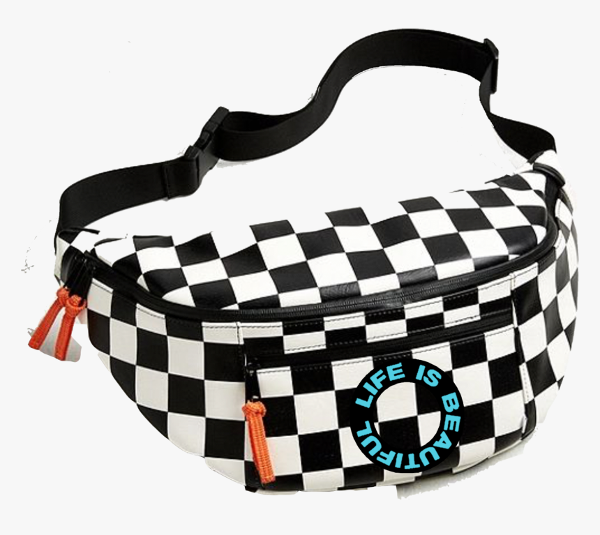 Checkerboard Slingbag W Leather Zip Pulls , Png Download - Urban Outfitters Checkered Fanny Pack, Transparent Png