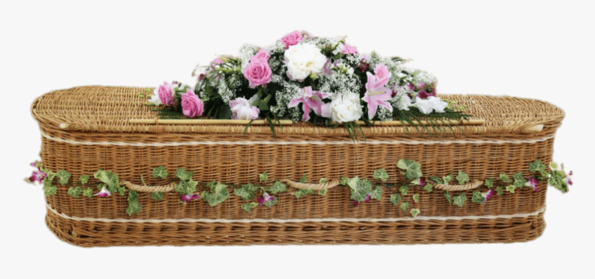Woven Wicker Coffin Decorated With Flowers Clip Arts - Artificial Flower, HD Png Download