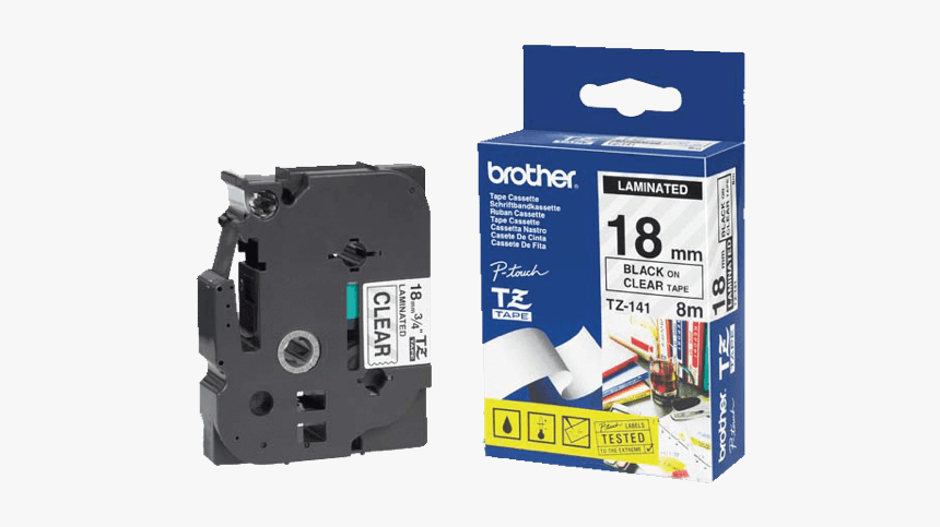 Brother P Touch Tapes, 18 Mm, Black On Clear Tape 
 - Brother Tz 211, HD Png Download