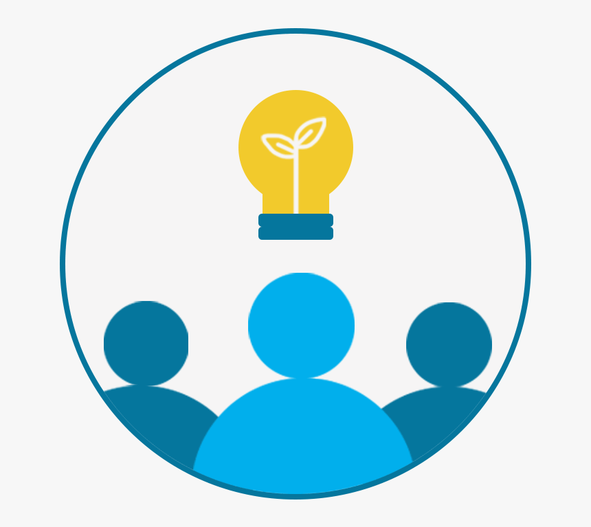 Three People Icons With A Lightbulb Above Them Inside - Icon People Light Bulb, HD Png Download