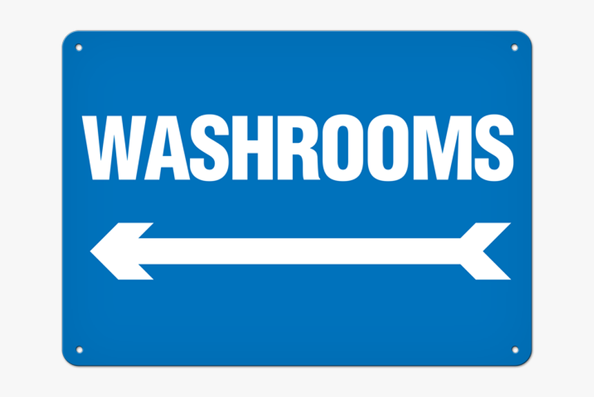 Washrooms Sign With Arrow, HD Png Download