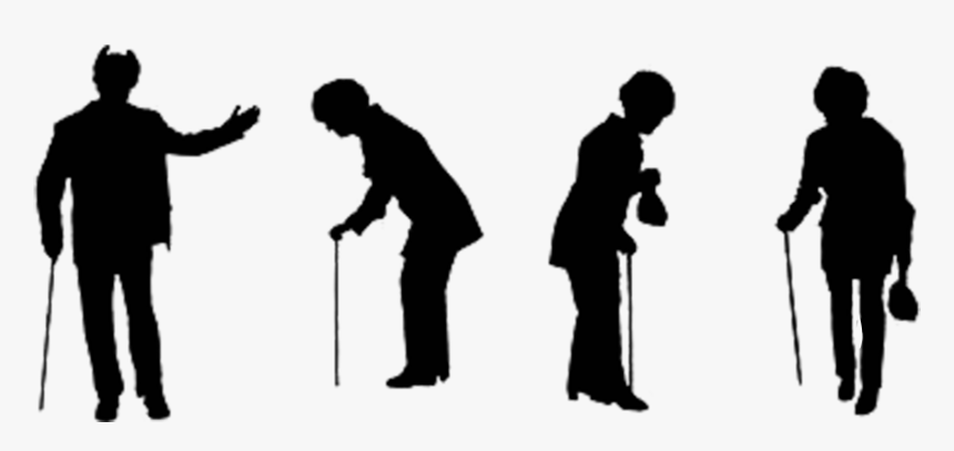 Silhouette Old Age Illustration - Happy Old People Silhouette, HD Png Download