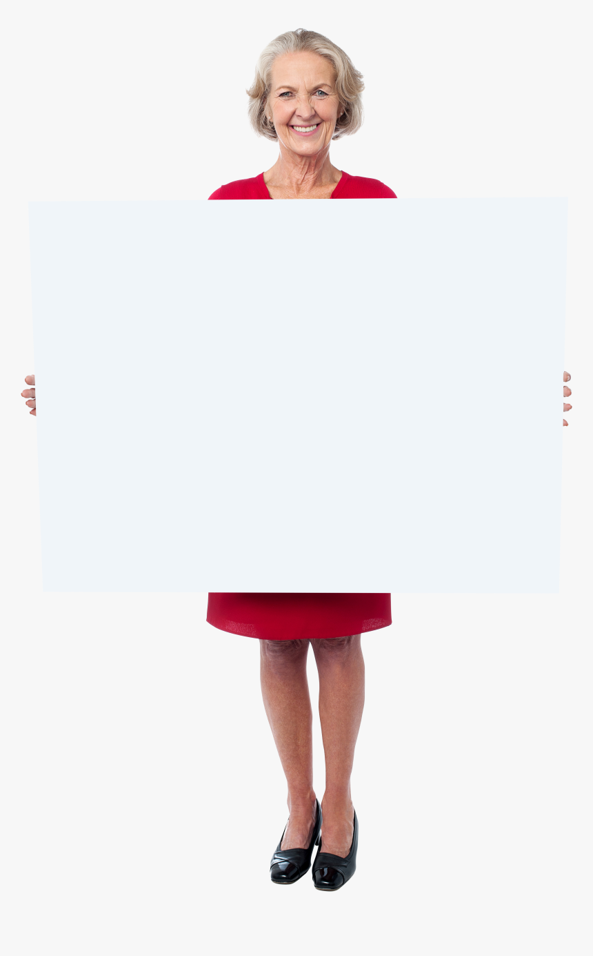 Old Women Holding Banner Png Image - Woman Holding Transparent Png, Png Download