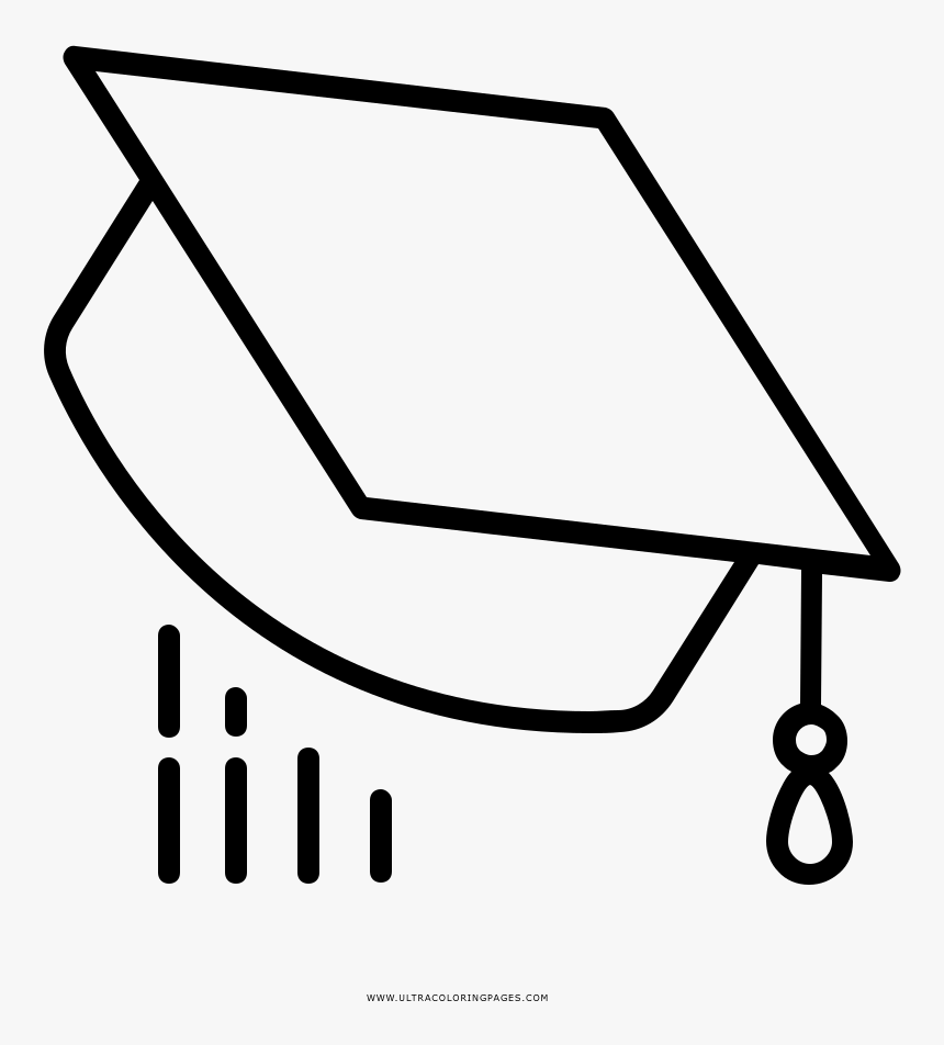 Mortarboard Coloring Page - Line Art, HD Png Download