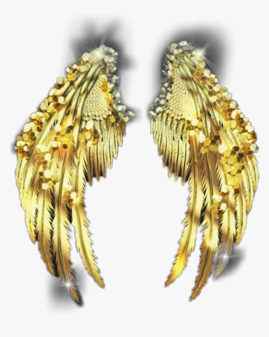 #wings #angel #gold #goldwings #glitter #glittery #glitterwings - Earrings, HD Png Download