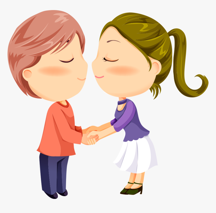 Kiss Png Cartoon - Colored Holding Hands Couple, Transparent Png