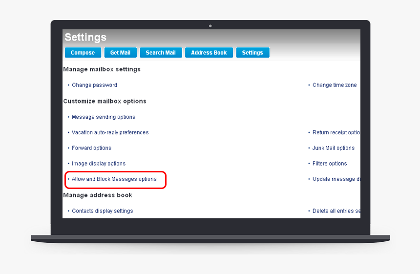 Block Spam Email In Roadrunner - Laptop Screen Png, Transparent Png