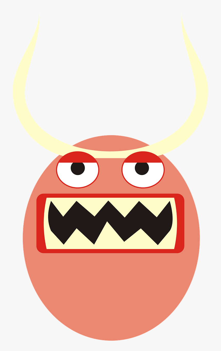 Monster, Mug, Face, Eyes, Horns, Teeth, Demon, A Smile - Clipart Of Monster Eyes And Mouth, HD Png Download
