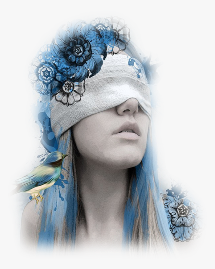 #woman #girl #female #blindfold #blindfolded #blue - Headpiece, HD Png Download