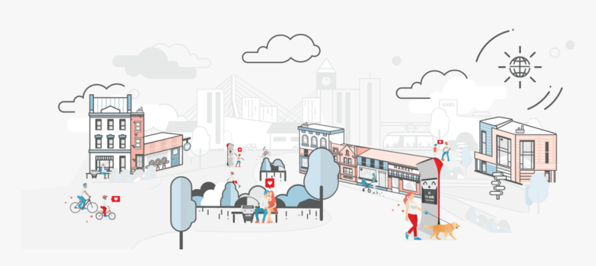 Soofa Smart Cityscape Graphic - Cartoon, HD Png Download