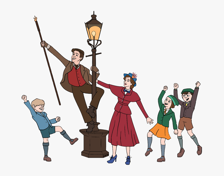 Mary Poppins, Jack, John, Georgie, Annabel Tripping - Mary Poppins Returns Artwork, HD Png Download