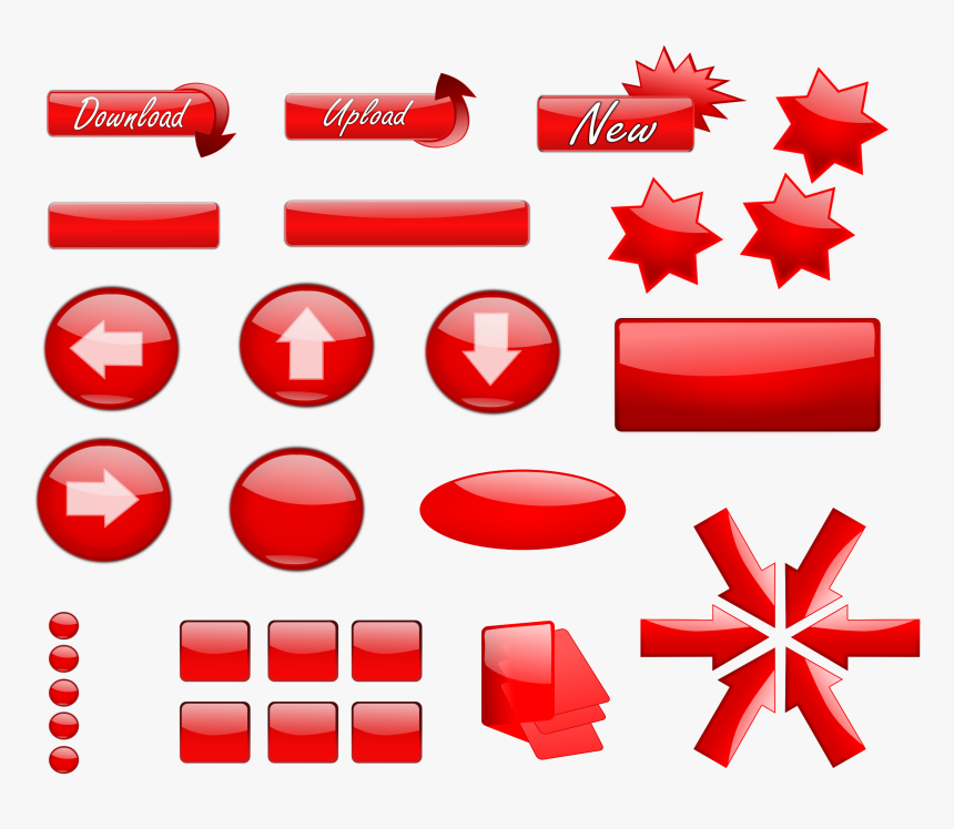 Red Glossy Buttons Clip Arts - Red Buttons, HD Png Download