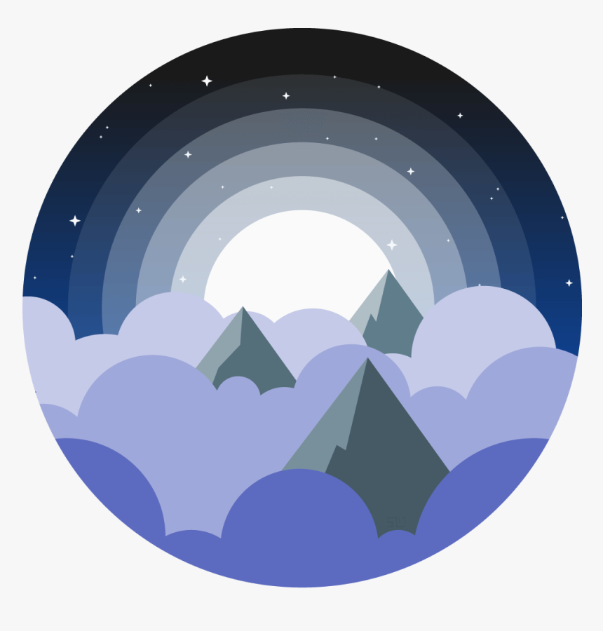 Vector Illustration Of The Tops Of Mountains Poking - Half Day Half Night, HD Png Download