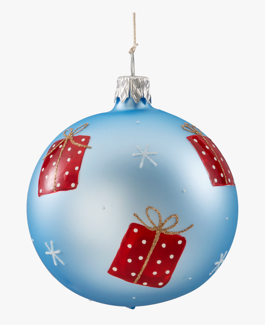Glass Bauble Light-blue Matt With Presents, 7 Cm - Christmas Bauble, HD Png Download