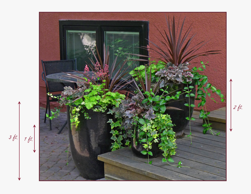 These 3 Containers On My Client S Front Deck Display - Flowerpot, HD Png Download
