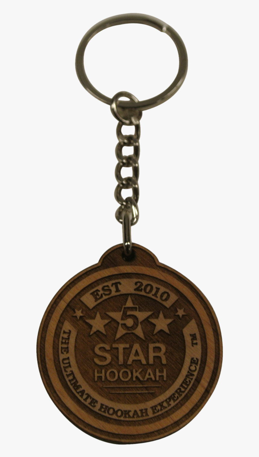 5 Star Hookah Wooden Round Key Chain - Chain, HD Png Download
