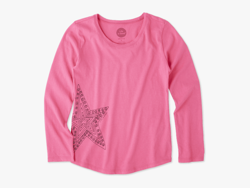 Girls Primal Star Smiling Long Sleeve Smooth Tee - Long-sleeved T-shirt, HD Png Download