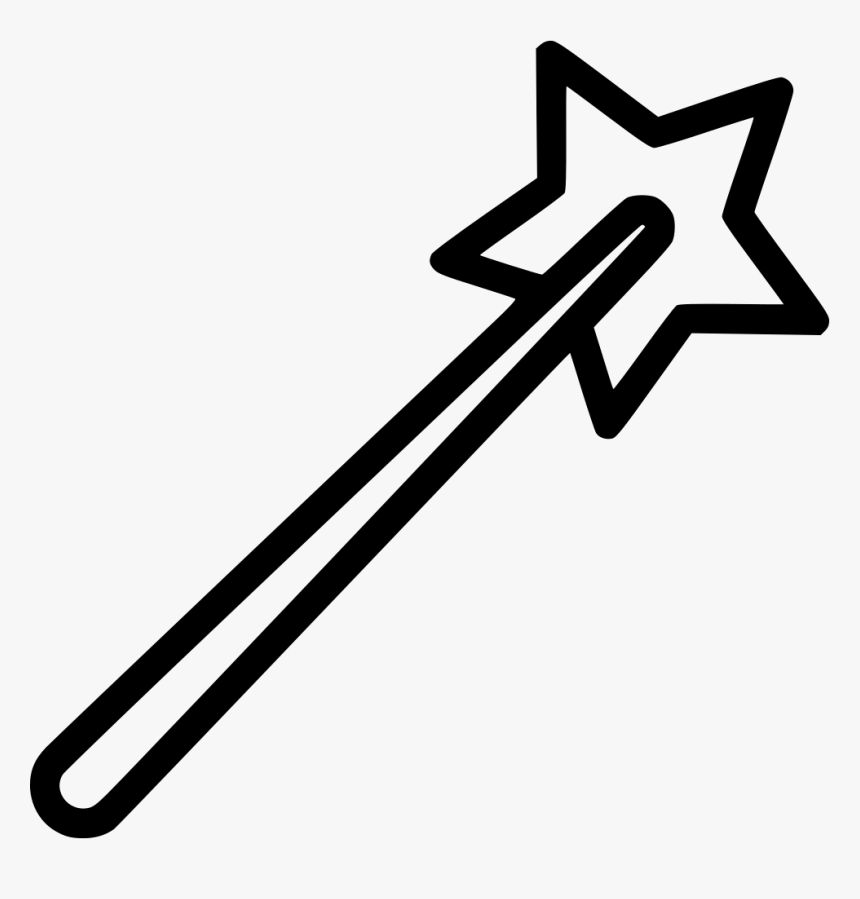 Wizard Magic Wand Stick Stars Tool - Magic Wand Black And White Transparent Background, HD Png Download