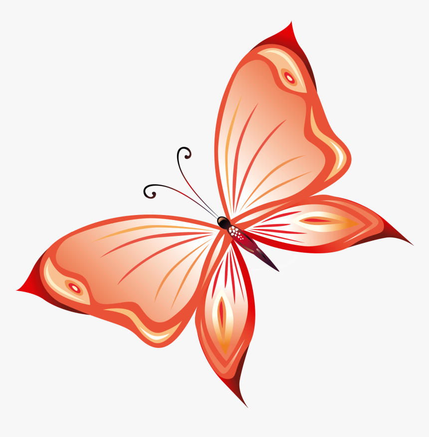 Transparent Red Butterfly Png Clipart - Pink Red And Yellow Butterfly, Png Download