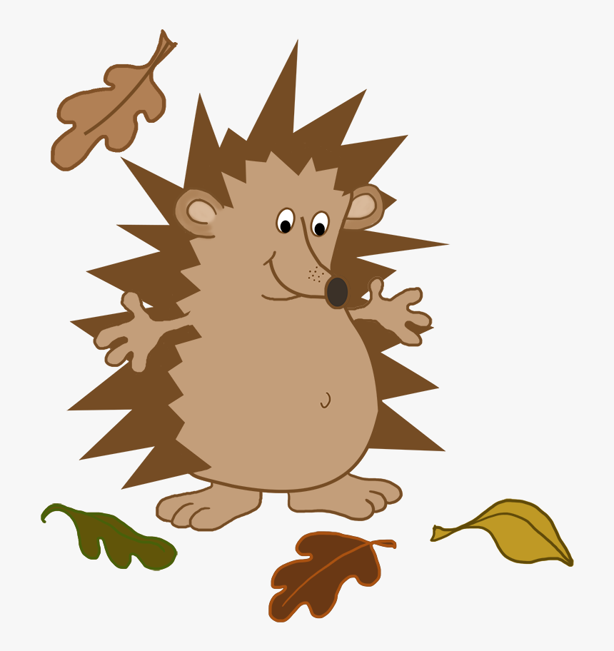 Hedgehog With Fall Leaves - Illustration, HD Png Download