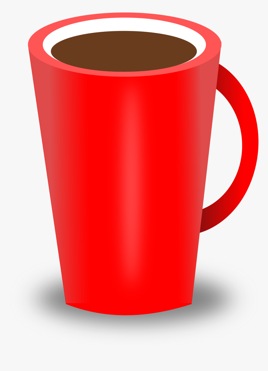 Cup,red,tableware,clip Art,cylinder,material - Red Coffee Cup Clipart, HD Png Download