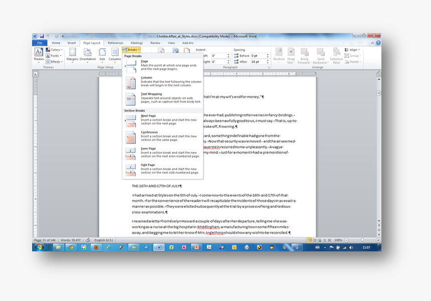 [msword 2007 Break Options] - Header With Name And Date, HD Png Download