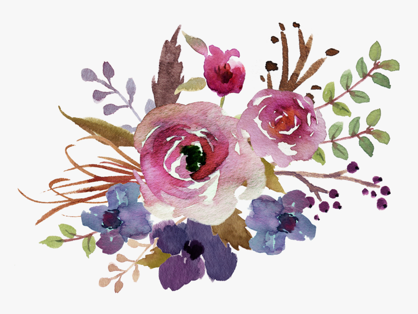 Purple Watercolor Flowers Png , Png Download - Watercolor Purple Flowers Png, Transparent Png