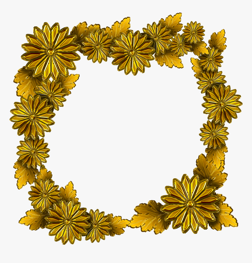 Gold The Frame Chrysanthemum Flowers Free Photo - Orange Chrysanthemums Clipart, HD Png Download
