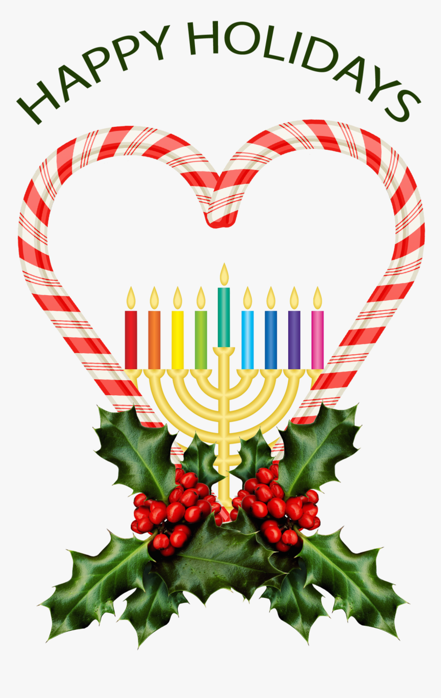 Candy Cane Interfaith Holiday Card Hannukah, Biglietti - Heart, HD Png Download