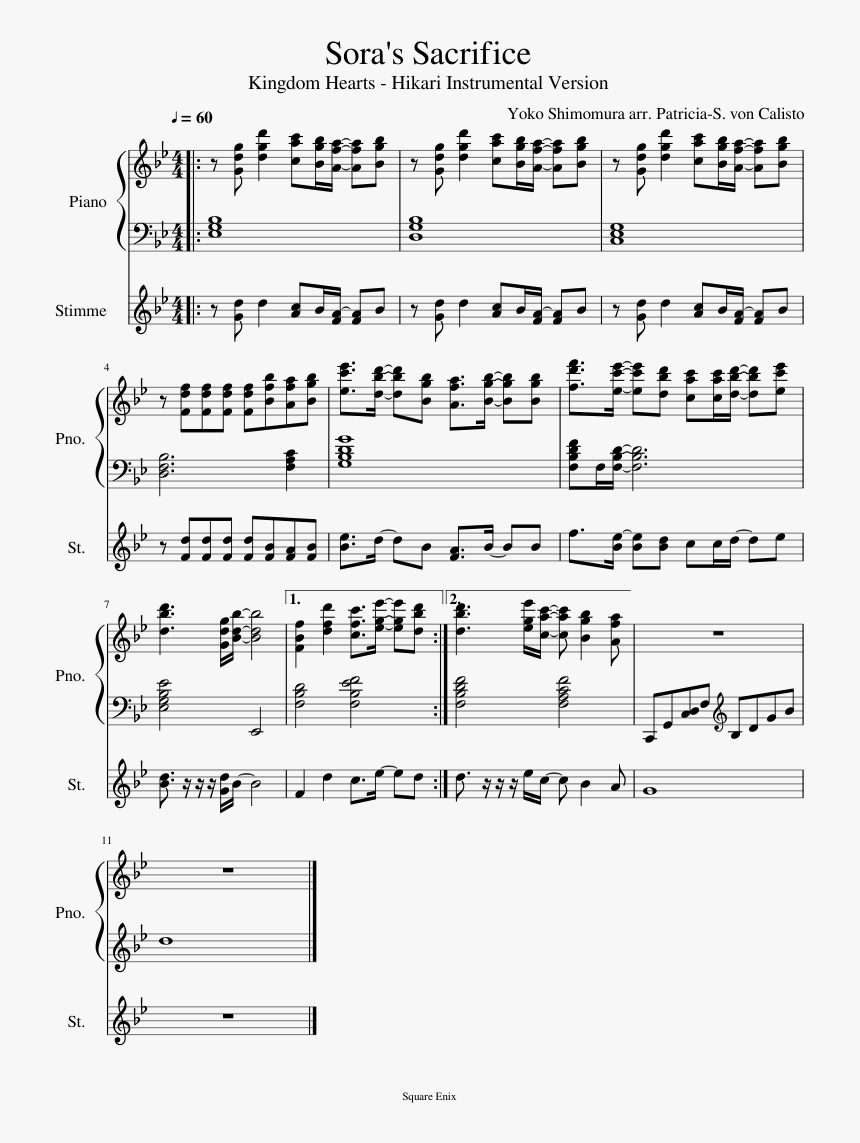 Kingdom Hearts 3 Hikari Sheet Music, HD Png Download