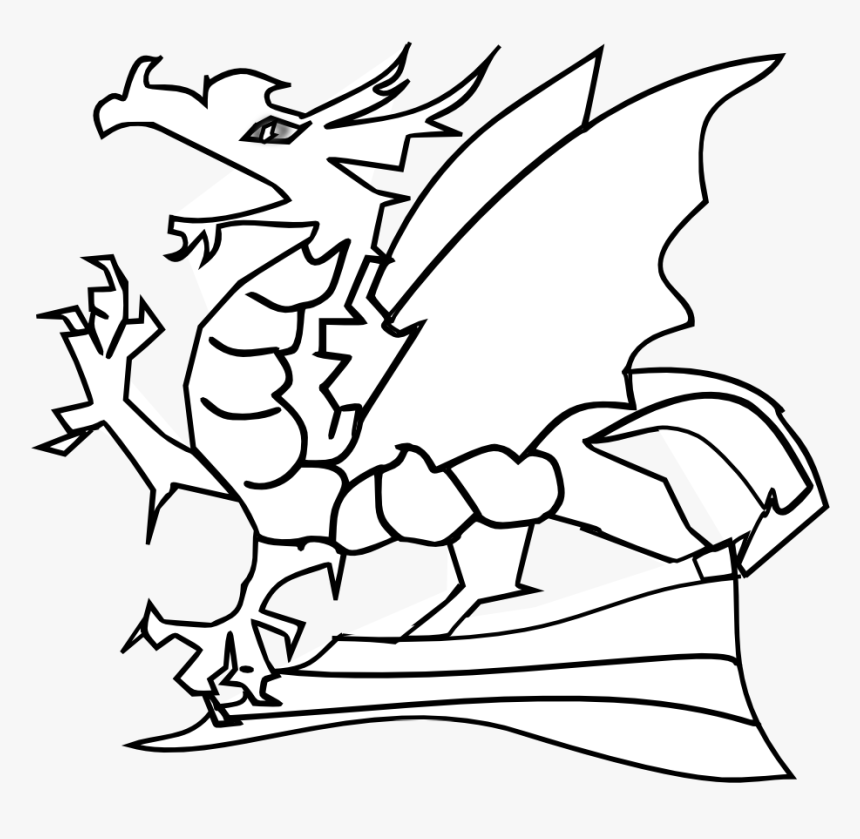 Colouring Template Dragon Transparent Background, HD Png Download